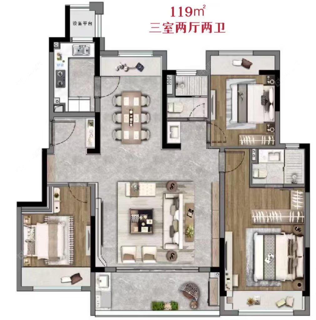 国锐雲熙建面119㎡户型图