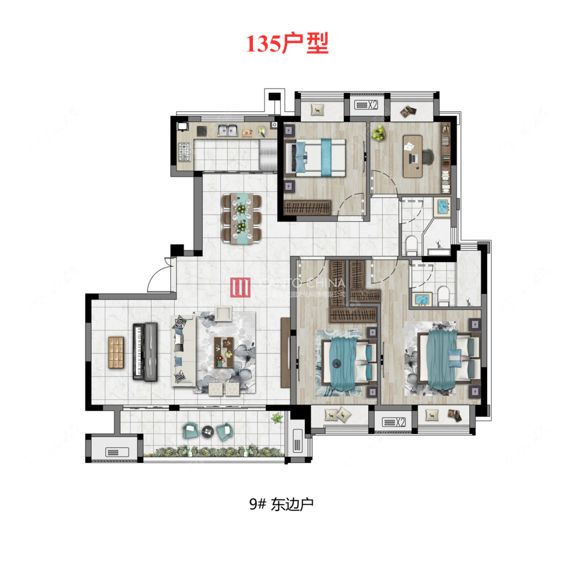 旭辉都会江来建面135㎡户型图