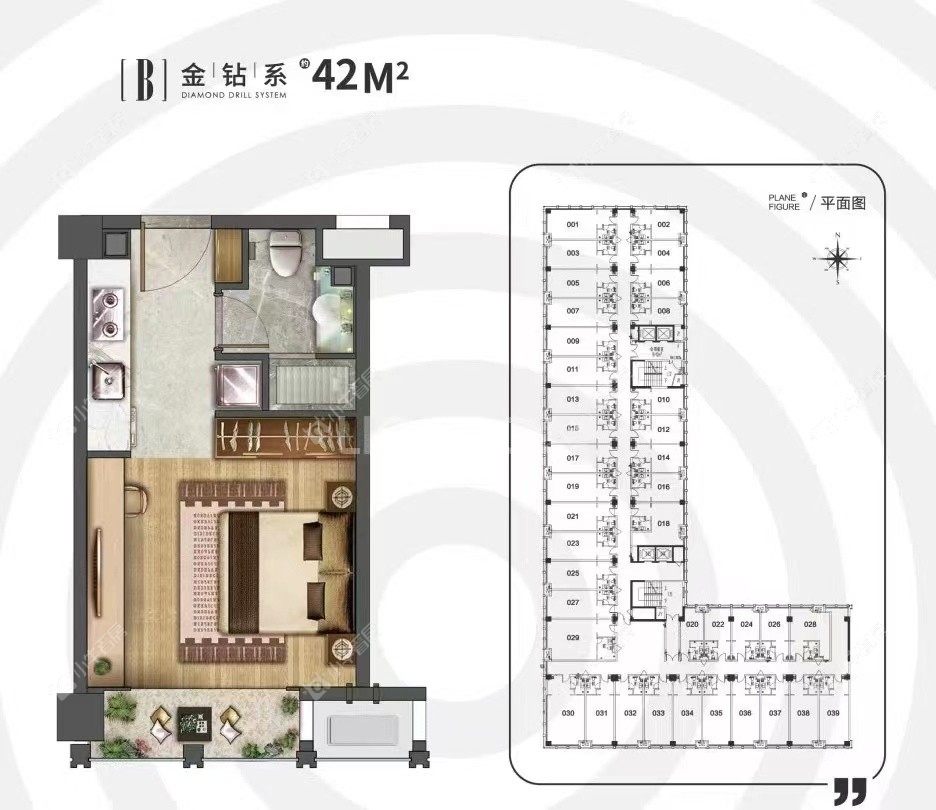 青阳城市广场壹号公寓建面42㎡户型图