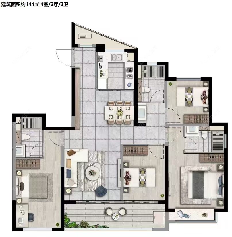 中意宝第建面144㎡户型图