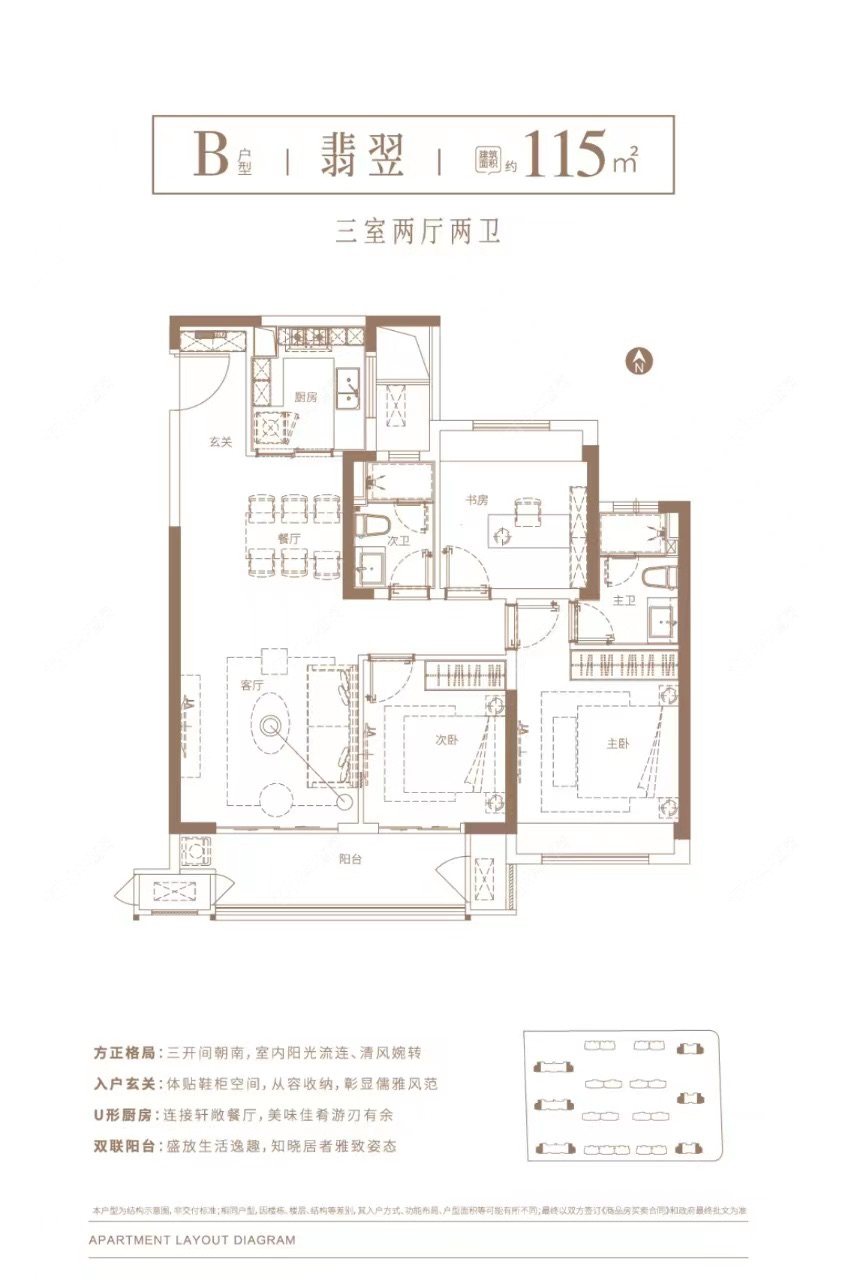 新城熙隽建面115.88㎡户型图